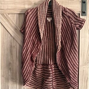 Forever 21 Striped Burgundy and Pink Cardigan